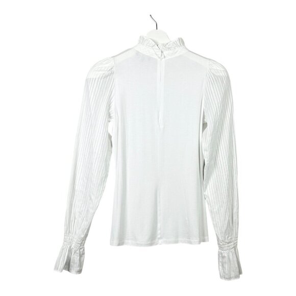 ME+EM Delicate Frill Layering Top White With Semi Sheer Sleeves - Picture 2 of 9